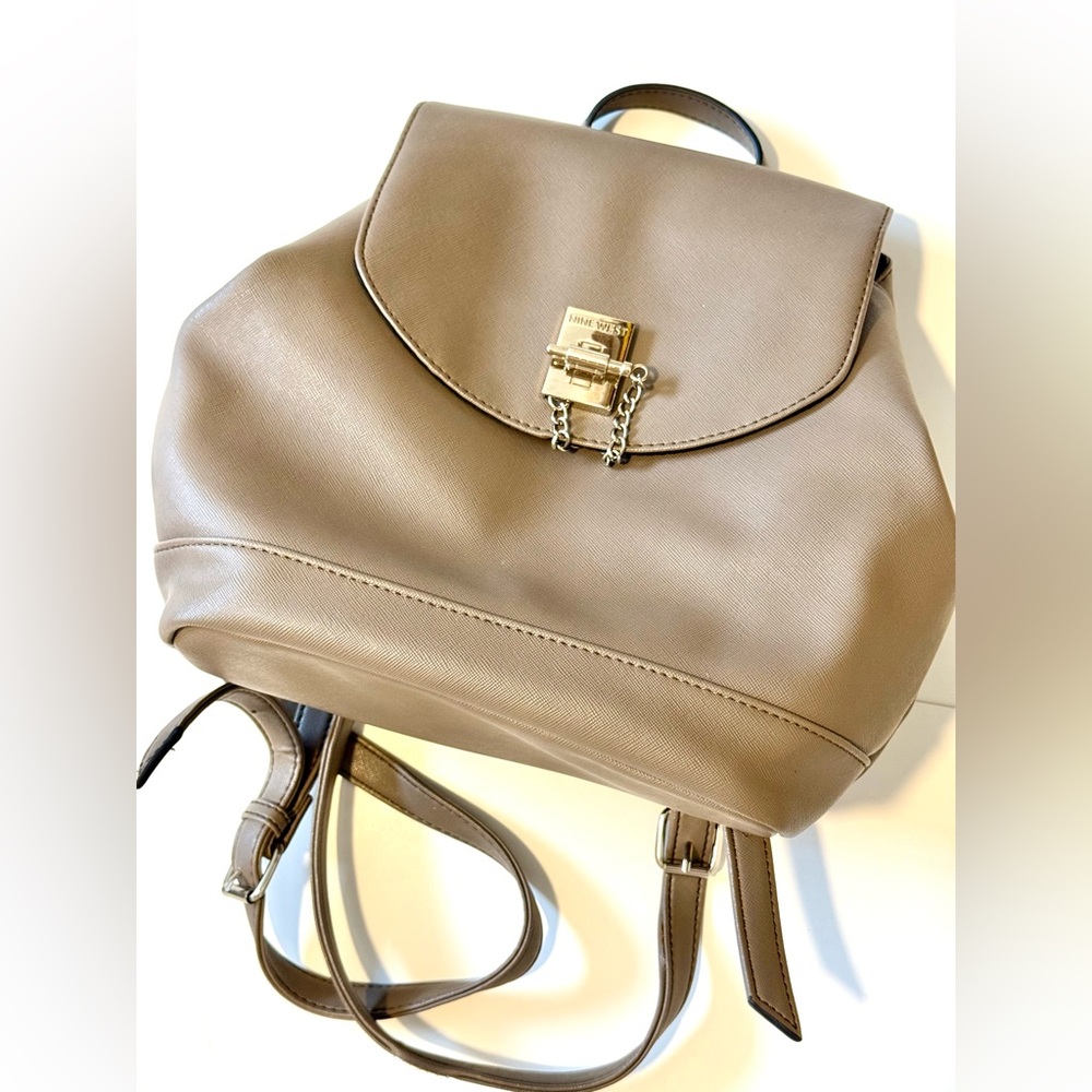 Nine West Taupe Backpack with Silver-Tone Lock